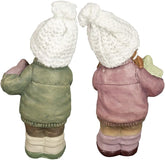 Set van 2 Winterkind Beeldjes – 15 cm Hoog | Decoratieve Figuren voor Kerst & Winterinterieur